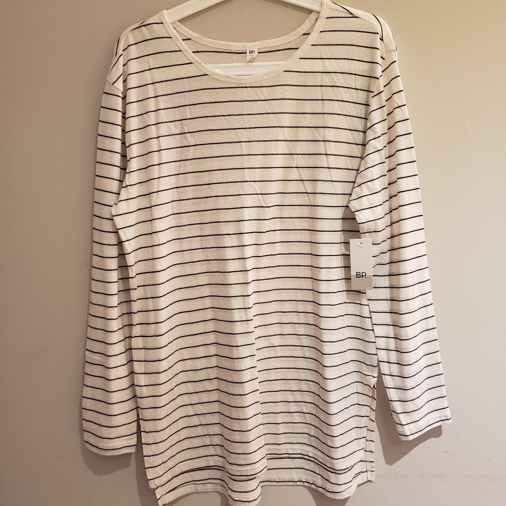 BP Black and Whites Stripes Long Sleeves T-Shirt